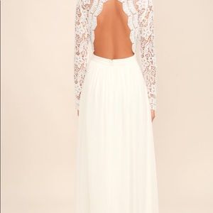 White long sleeve lace maxi dress